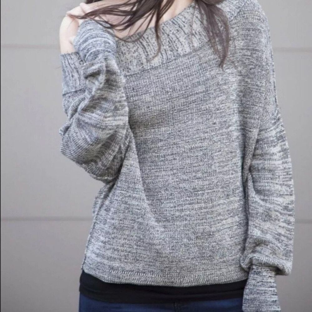 Free People Size XS Gray Flash Dance Oversized One Shoulder Sweater